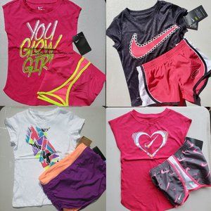Nike Girls Size 6 Dri-fit Running Shorts & Tops Spring Summer Skort Purple Pink